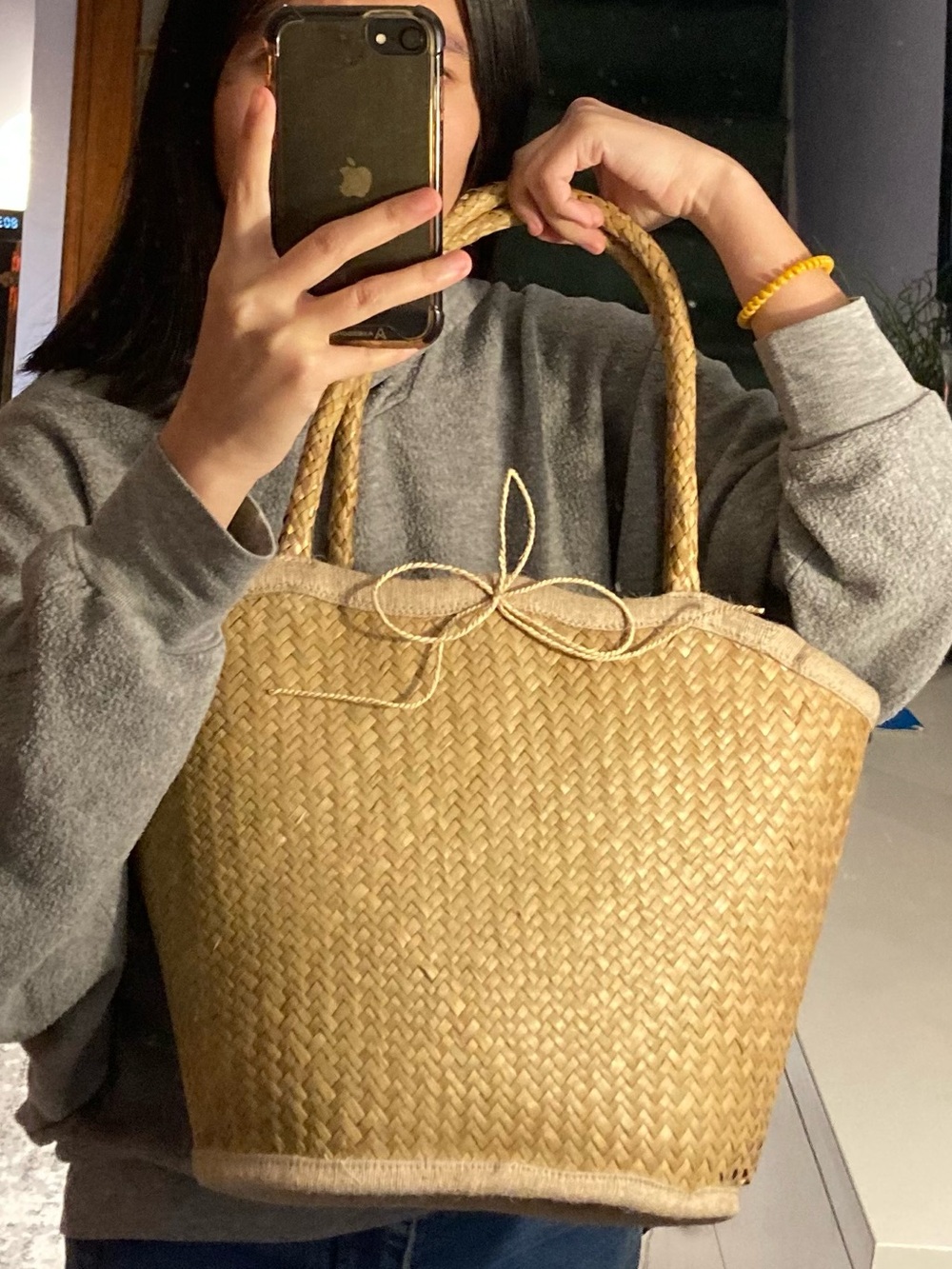 Straw outdoor summer basket bag boho fashion eco friendly